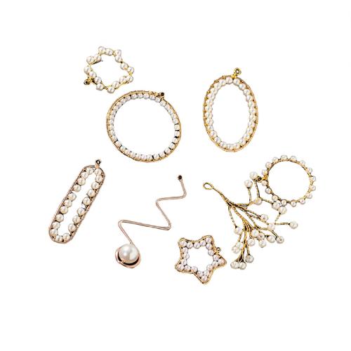 Brass Jewelry Pendants, with Plastic Pearl, DIY golden 