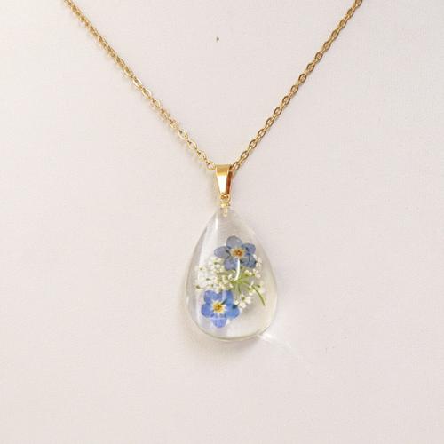 Stainless Steel Jewelry Necklace, 304 Stainless Steel, with Dried Flower & Resin, with 5cm extender chain, epoxy gel & for woman cm 