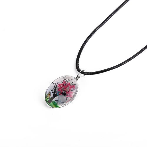 Verre collier de perles en émail, avec Fleurs séchées & corde de cire, fait à la main, pour femme, plus de couleurs à choisir Environ 41-50 cm, Vendu par PC