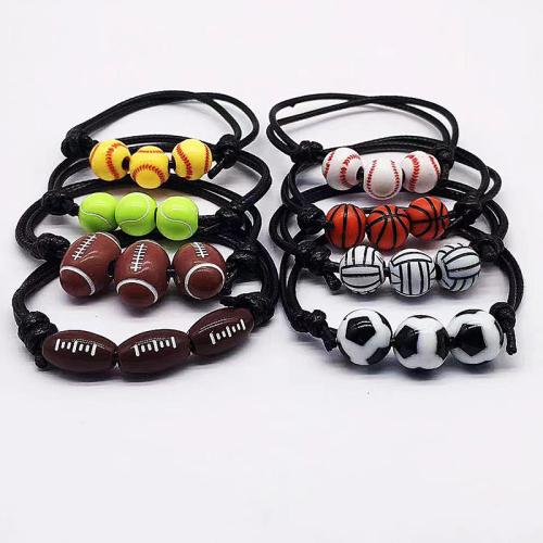 Акриловые браслеты, Акрил, с Восковой шнур, Связанный вручную, Мужская & разные стили для выбора, Много цветов для выбора, длина:16 см, продается PC