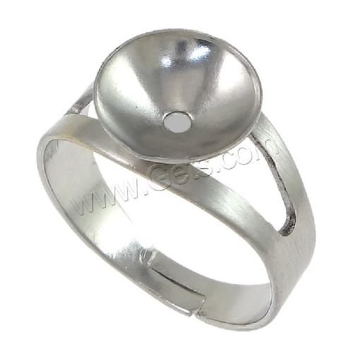нержавеющая сталь гнездо-оправа для кольца, регулируемый, оригинальный цвет, 10mm, 8mm, внутренний диаметр:Приблизительно 9mm, размер:7, продается PC