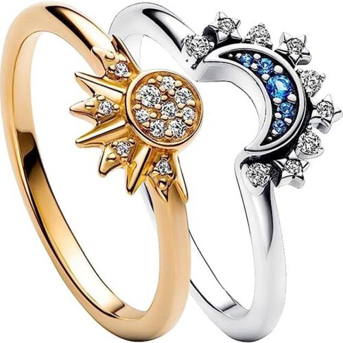 aleación de zinc anillo de los pares, chapado, diverso tamaño para la opción & para la pareja & con diamantes de imitación, más colores para la opción, tamaño:5-11, Vendido por Set