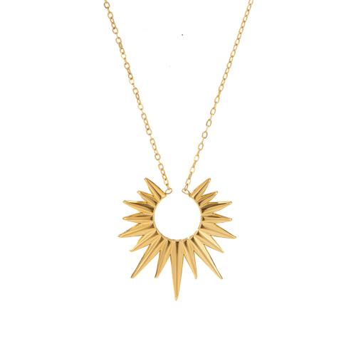 Acier titane collier, avec 1.96inch chaînes de rallonge, fleur, Placage de couleur d'or, bijoux de mode & pour femme Environ 17.7 pouce, Vendu par PC