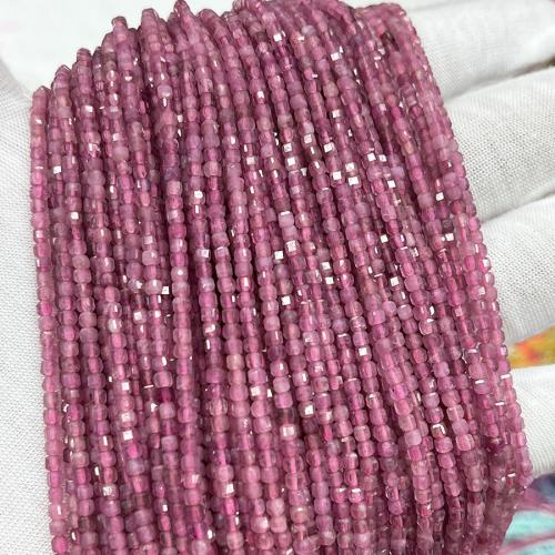 Natural Tourmaline Beads, Square, fashion jewelry & DIY & faceted, pink, 2.5mm Approx 38 cm 