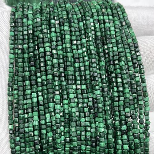 Natural Malachite Beads, Square, fashion jewelry & DIY & faceted, green, 2.5mm Approx 38 cm 