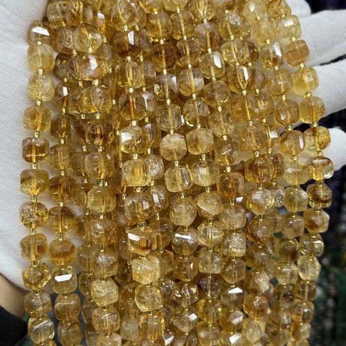 Citrin Naturperlen, Gelbquarz Perlen, Quadrat, Modeschmuck & DIY & verschiedene Größen vorhanden & facettierte, gelb, Länge:ca. 38 cm, verkauft von Strang
