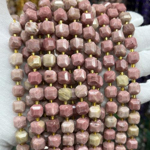 Rhodonite Beads, Rhodochrosite, Square, fashion jewelry & DIY & faceted, mixed colors Approx 38 cm 