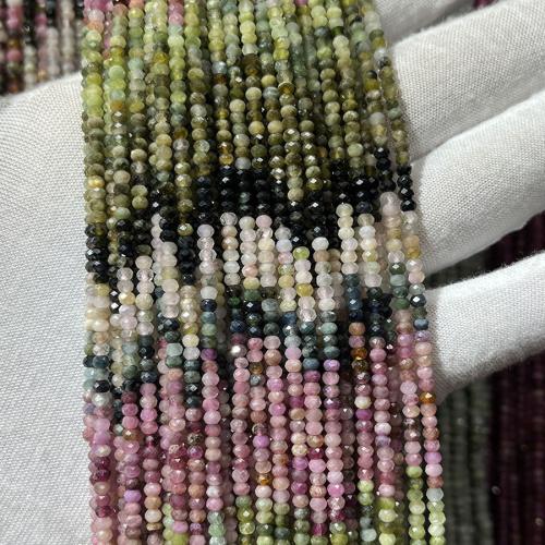 Natürlicher Turmalin Perlen, Abakus,Rechenbrett, Modeschmuck & DIY & facettierte, gemischte Farben, 2x3mm, Länge:ca. 38 cm, verkauft von Strang