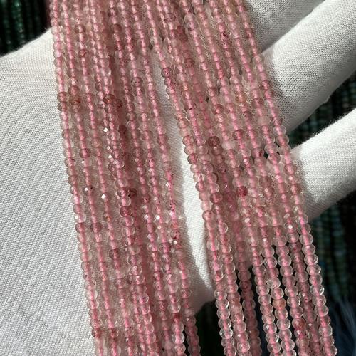 Сочетание цвета кварц бусы, Клубника Кварцевые, Счеты, ювелирные изделия моды & DIY & граненый, розовый длина:Приблизительно 38 см, продается Strand