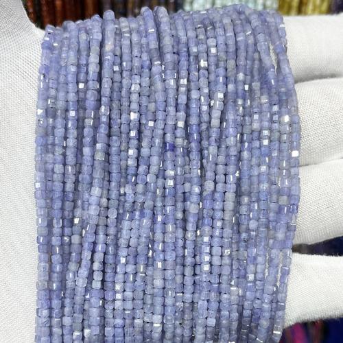 Single Gemstone Beads, Tanzanite, Square, fashion jewelry & DIY & faceted, hyacinthine, 2.5mm Approx 38 cm 