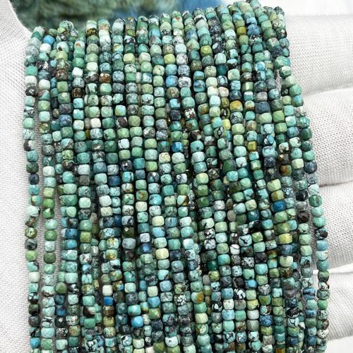 Natural Turquoise Beads, Square, fashion jewelry & DIY & faceted, mixed colors, 2.5mm Approx 38 cm [
