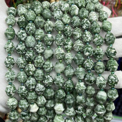 Grüner Tupfen Stein Perlen, grüner Punkt Stein, Modeschmuck & DIY, grün, 10x11mm, Länge:ca. 38 cm, verkauft von Strang