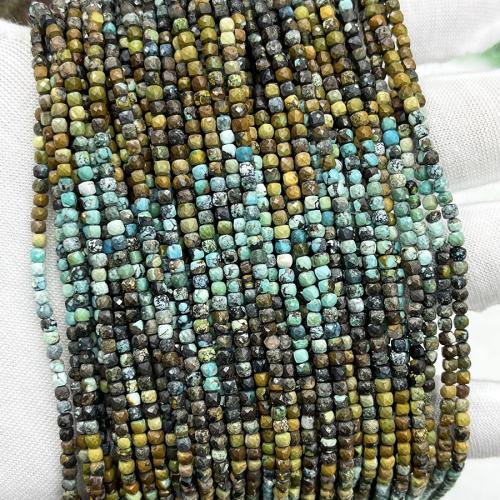 Natural African Turquoise Beads, Square, fashion jewelry & DIY & faceted, mixed colors, 2.5mm Approx 38 cm 