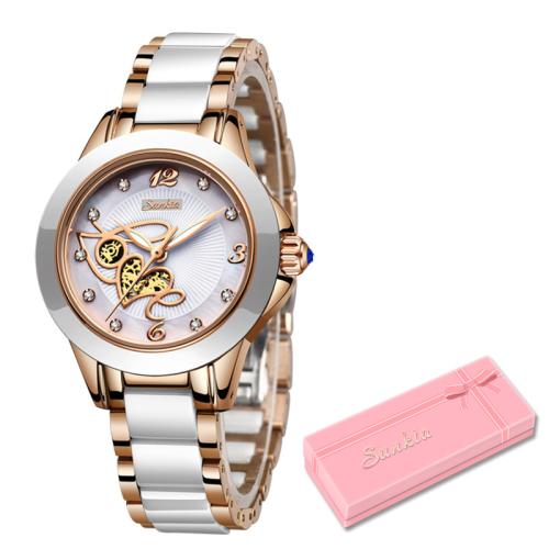Women Wrist Watch, Glass, with Porcelain, Life water resistant & fashion jewelry & Chinese movement & multifunctional & for woman Approx 18 cm 