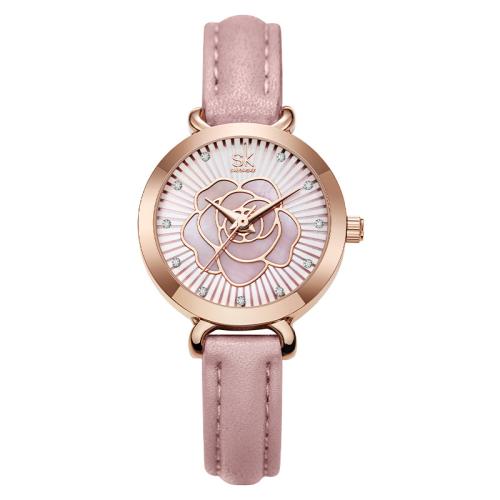 Bracelets de montre pour femmes, verre, avec cuir PU, Résistant à l’eau de vie & bijoux de mode & mouvement japonais & avec strass, plus de couleurs à choisir Environ 19.2 cm, Vendu par PC