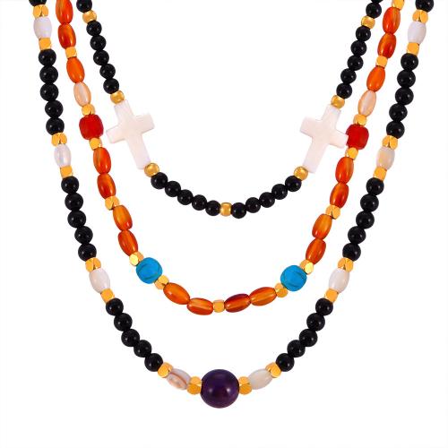 Edelstein Halsketten, Naturstein, mit Titanstahl, mit Verlängerungskettchen von 5cm, Modeschmuck & für Frau, Länge:ca. 40 cm, verkauft von PC