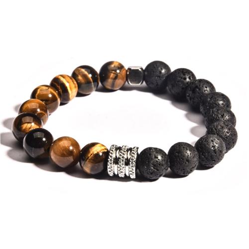 Bracelets en pierres précieuses, pierre gemme, avec Acier inoxydable 304, bijoux de mode & pour homme, plus de couleurs à choisir mm Environ 19-19.5 cm, Vendu par PC