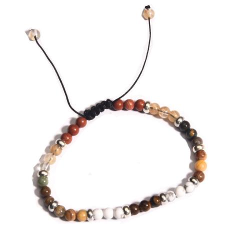 Gemstone Bracelets, with 304 Stainless Steel, handmade, fashion jewelry & Unisex, mixed colors mm Approx 19-30 cm 