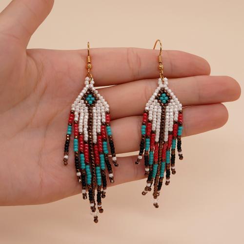 Glass Seed Beads Earring, gold color plated, for woman 