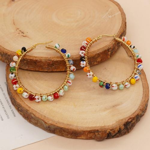 Glass Seed Beads Earring, Zinc Alloy, with Seedbead, plated, for woman 