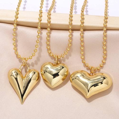 Brass Jewelry Necklace, Heart, plated, fashion jewelry golden 