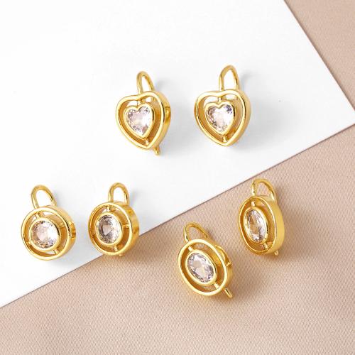 Cubic Zirconia Micro Pave Brass Earring, plated, fashion jewelry & micro pave cubic zirconia, golden 
