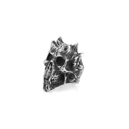 Stainless Steel Finger Ring, 304 Stainless Steel, Skull, polished & for man, black 