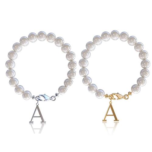 Couple Bracelet, 304 Stainless Steel, with Plastic Pearl, 2 pieces & Unisex  cm 