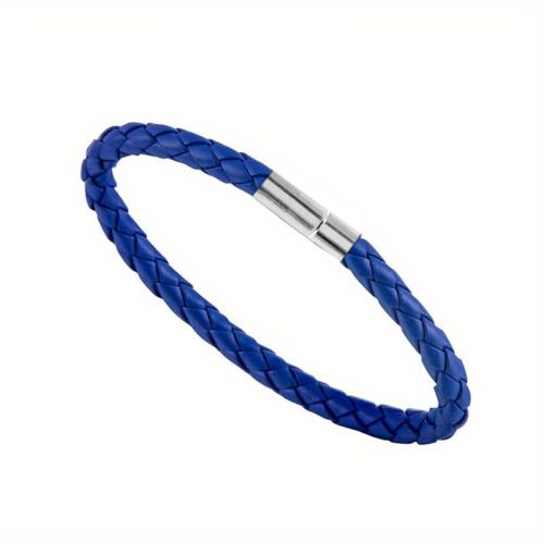 bracelet de cordon en PU , Acier inoxydable 304, avec Aimant & cordon en cuir, pour homme, plus de couleurs à choisir cm, Vendu par PC