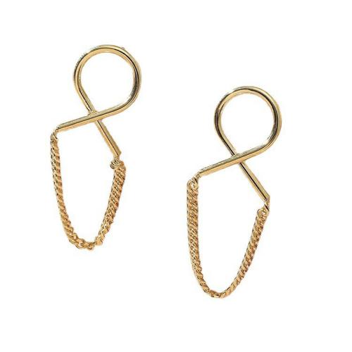 Brass Stud Earring, for woman, golden 
