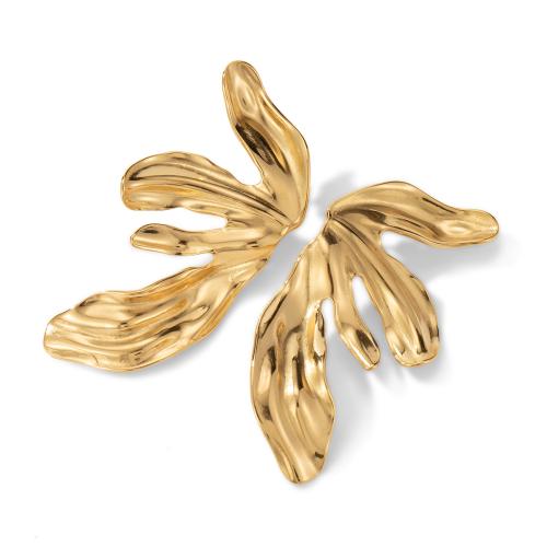 304 Stainless Steel Stud Earring, petals, gold color plated, fashion jewelry & for woman 