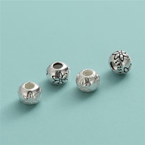 Sterling Silber Spacer Perlen, 925er Sterling Silber, DIY & mit Blumenmuster, keine, 4mm, Bohrung:ca. 1.9mm, verkauft von PC