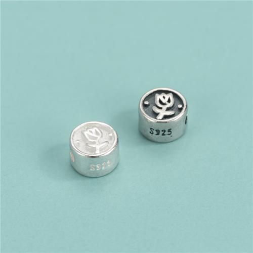 Sterling Silver Spacer Beads, 925 Sterling Silver, Flat Round, DIY & with flower pattern Approx 1.3mm 
