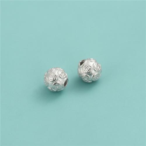 Sterling Silber Spacer Perlen, 925 Sterling Silber, rund, DIY, Silberfarbe, 8.3mm, Bohrung:ca. 2.2mm, verkauft von PC