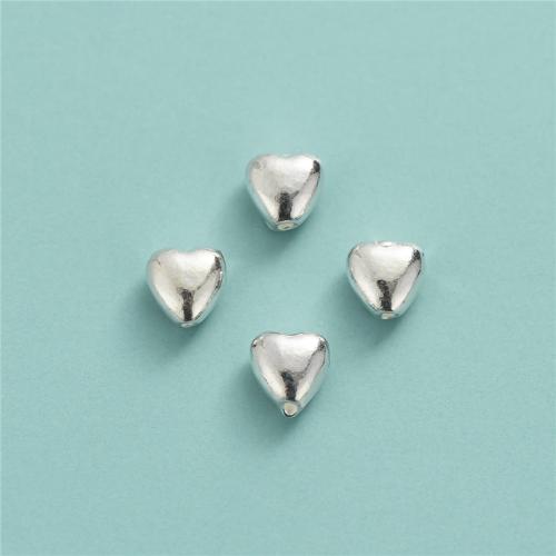 Sterling Silver Spacer Beads, 925 Sterling Silver, Heart, DIY & smooth, silver color Approx 0.8mm 
