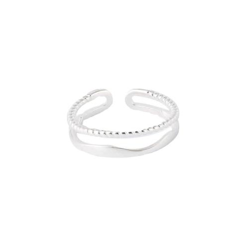 925 Sterling Silver Cuff Finger Ring, Double Layer & for woman, US Ring 