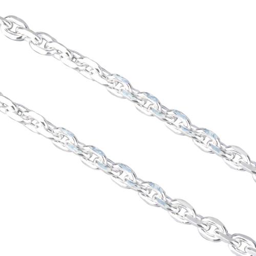 Cadena de la joyería de plata esterlina, Plata de ley 925, Cadena cruzada & Bricolaje & unisexo & flor cortada, plateado, 3.3x4.6mm, Vendido por m
