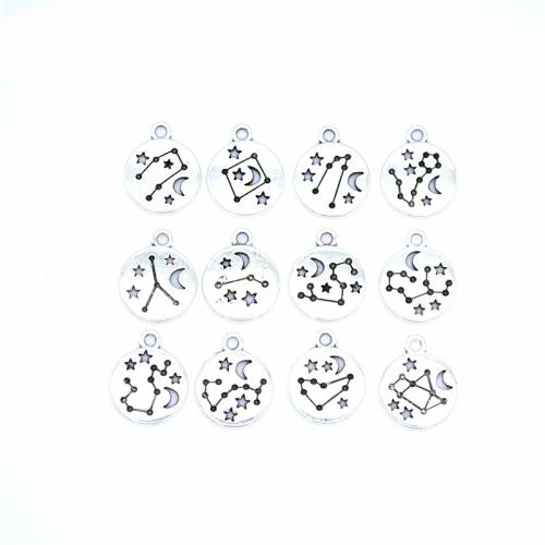 Zinc Alloy Constellation Pendant, plated, 12 pieces Approx 1.5mm 