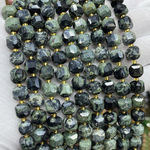 Einzelne Edelstein Perlen, Grüner Augenstein, Quadrat, Modeschmuck & DIY & facettierte, gemischte Farben, 8mm, Länge:ca. 38 cm, verkauft von Strang