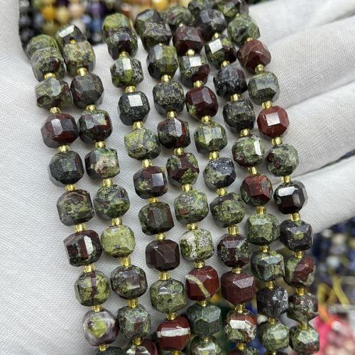 Einzelne Edelstein Perlen, Dragon+Blut+Stein, Quadrat, Modeschmuck & DIY & verschiedene Größen vorhanden & facettierte, gemischte Farben, Länge:ca. 38 cm, verkauft von Strang[