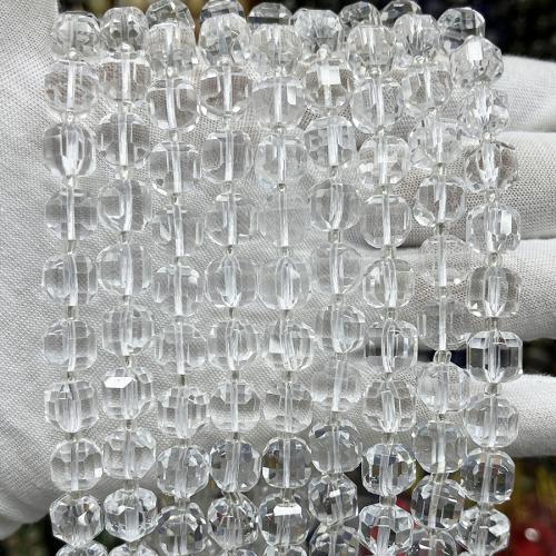 Natural Clear Quartz Beads, Square, fashion jewelry & DIY & faceted, clear Approx 38 cm 