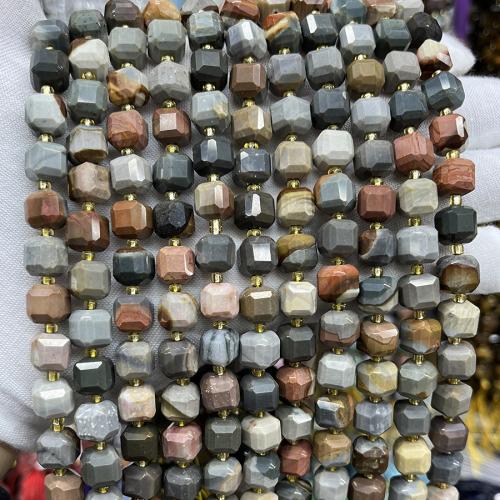 Natural Ocean Agate Beads, Square, fashion jewelry & DIY & faceted, mixed colors Approx 38 cm [