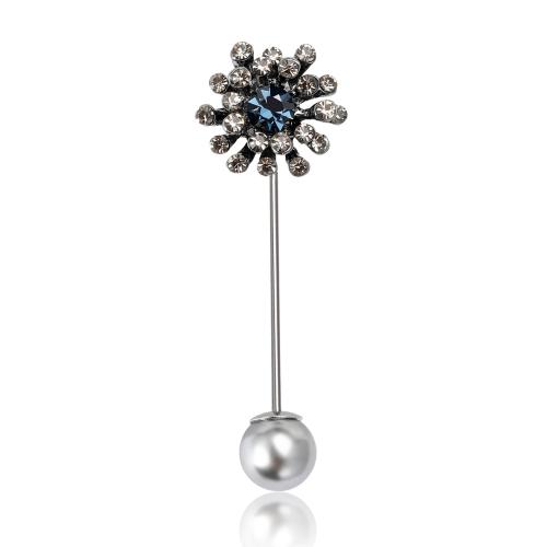Plastic Pearl Brooch, Zinc Alloy, with Plastic Pearl, plated, fashion jewelry & for woman & with rhinestone 