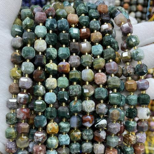 Single Gemstone Beads, Ocean Jasper, Square, fashion jewelry & DIY & faceted, mixed colors, 8mm Approx 38 cm 