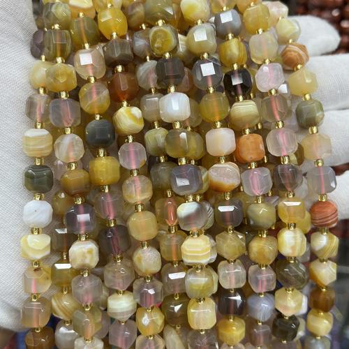 Natural Persian Gulf Agate, Square, fashion jewelry & DIY & faceted, mixed colors Approx 38 cm 
