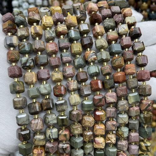 Natural Turquoise Beads, Square, fashion jewelry & DIY & faceted, mixed colors Approx 38 cm [