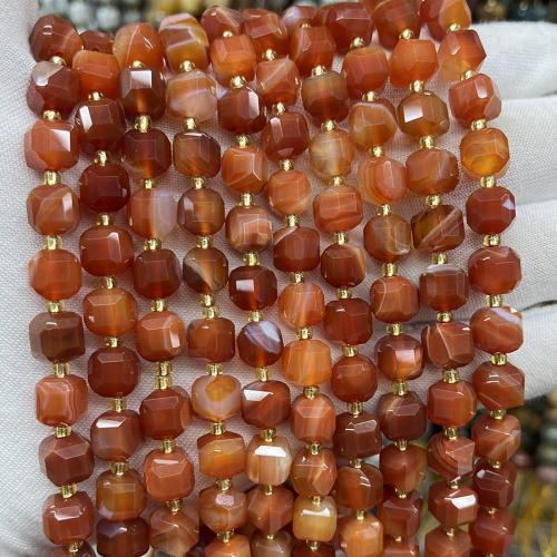 Natürliche Streifen Achat Perlen, Quadrat, Modeschmuck & DIY & verschiedene Größen vorhanden & facettierte, rot, Länge:ca. 38 cm, verkauft von Strang