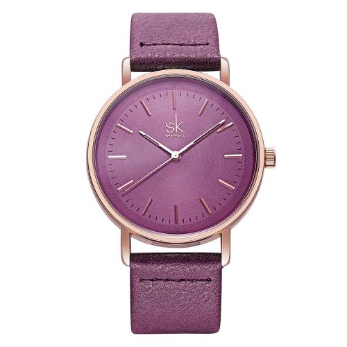 Bracelets de montre pour femmes, verre, avec cuir PU, Résistant à l’eau de vie & bijoux de mode & mouvement japonais, violet Environ 23 cm, Vendu par PC