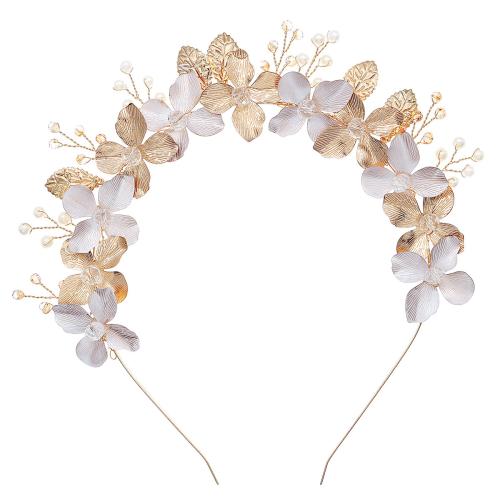 Hair Bands, Zinc Alloy, with Crystal & Plastic Pearl, fashion jewelry & for woman, golden 