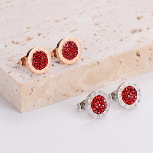 Stainless Steel Rhinestone Stud Earring, 316L Stainless Steel, fashion jewelry & for woman & with rhinestone 12mm 
